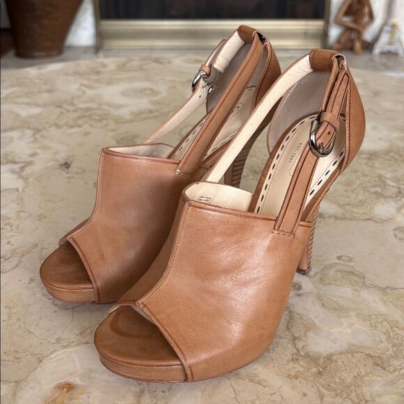 Coach Ashton Leather Peep Toe Platform Stiletto Heels - Picture 2 of 14